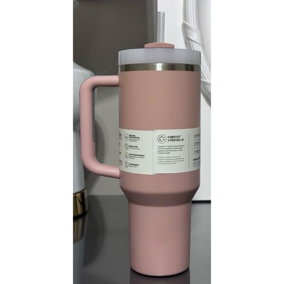 NWT LIMITED EDITION Stanley Quencher H2.0 FlowState Tumbler 40oz, PINK DUSK - Picture 2 of 4